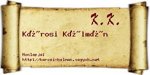 Károsi Kálmán névjegykártya